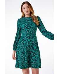 Roman - Animal Print Jacquard Dress - Lyst