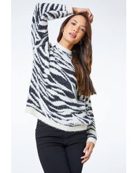 Roman - Animal Print Fluffy Yarn Jumper - Lyst