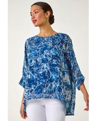 Roman - Abstract Print Overlay Tunic Top - Lyst