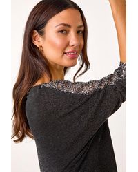 Roman - Sequin Detail Stretch Tunic Top - Lyst