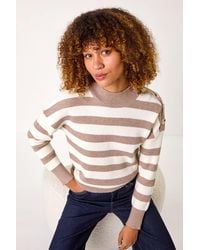 Roman - Button Shoulder Stripe Knit Jumper - Lyst