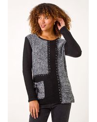 Roman - Textured Contrast Pocket Knit Jumper - Lyst
