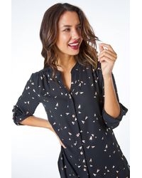 Roman - Foil Heart Print Longline Blouse - Lyst