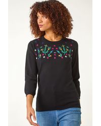 Roman - Floral Embroidered Jumper - Lyst