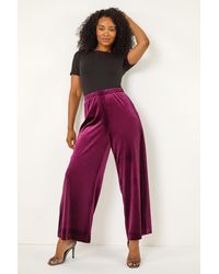 Roman Petite - Wide Leg Velvet Stretch Trouser - Lyst