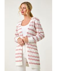 Roman Petite - Stripe Pointelle Knit Cardigan - Lyst