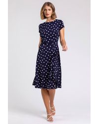 Roman - Spot Print Jersey Stretch Dress - Lyst