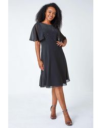 Roman Petite - Embellished Skater Dress - Lyst
