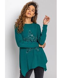 Roman - Star Print Embellished Tunic Top With Scarf - Lyst