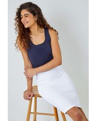Roman - Pull On Stretch Elastic Waist Pencil Skirt - Lyst