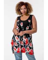 Roman Curve - Floral Border Asymmetric Tunic Vest Top - Lyst