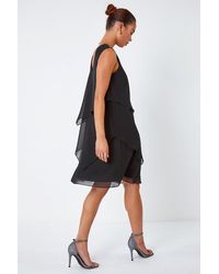 Roman Petite - Embellished Chiffon Tiered Shift Dress - Lyst