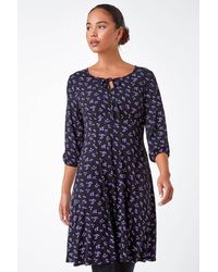 Roman Petite - Petite Ditsy Floral Stretch Tea Dress - Lyst