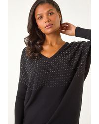 Roman - Relaxed Hotfix V-Neck Knitted Jumper - Lyst
