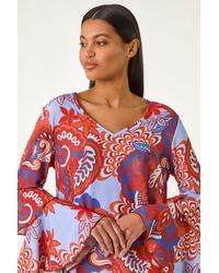 Roman - Paisley Print Flared Sleeve Top - Lyst