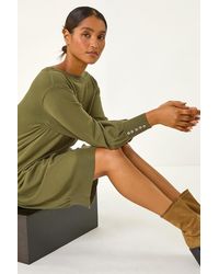 Roman - Button Detail Knitted Stretch Dress - Lyst