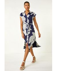Roman - Floral Print Stretch Shirt Dress - Lyst
