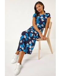 Roman - Floral Print Pocket Midi Dress - Lyst