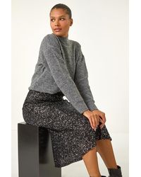 Roman - Fluted Hem Sequin Skirt - Lyst
