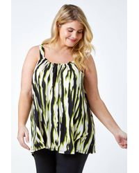 Roman - Curve Animal Print Ruched Stretch Top - Lyst