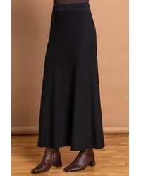 Roman - Plain Elastic Waist Knitted A Line Midi Skirt - Lyst