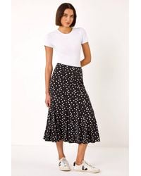 Roman - Polka Dot Print Panel Skirt - Lyst