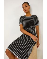 Roman - Stripe Print Knitted Dress - Lyst