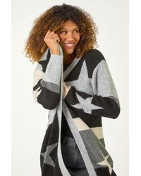 Roman - Star Print Longline Stretch Cardigan - Lyst