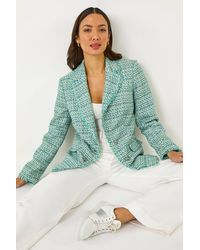 Roman - Check Frayed Edge Boucle Button Jacket - Lyst