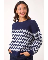 Roman - Zig Zag Knitted Jumper - Lyst
