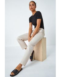 Roman Petite - Cotton Ankle Grazer Tapered Trousers - Lyst