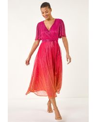Roman - Ombre Plisse Midi Wrap Dress - Lyst