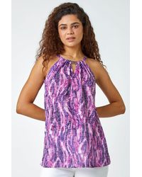 Roman - Abstract Print Halter Neck Top - Lyst
