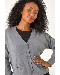Roman Petite - Buttoned Knit Cardigan - Lyst