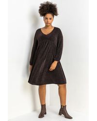 Roman Curve - Metallic Sparkle Swing Dress - Lyst