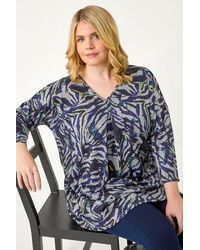 Roman Curve - Animal Print Pleat Front Top - Lyst