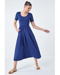 Roman - Cotton Stretch Jersey Mix Midi Dress - Lyst
