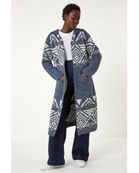 Roman - Aztec Print Longline Cardigan - Lyst