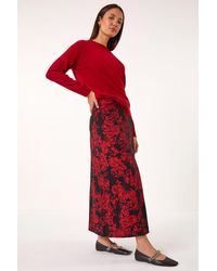 Roman - Rose Print A-Line Midi Skirt - Lyst