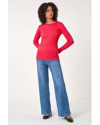 Roman - Button Detail Ribbed Longline Jumper - Lyst