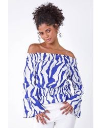 D.u.s.k - Animal Print Textured Bardot Top - Lyst
