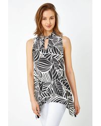 Roman - Metallic Leaf Print Stretch Top - Lyst
