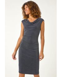Roman - Shimmer Cowl Neck Stretch Dress - Lyst