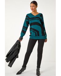 Roman - Abstract Print Button Detail Jumper - Lyst