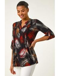 Roman - Palm Print Pintuck Stretch Shirt - Lyst