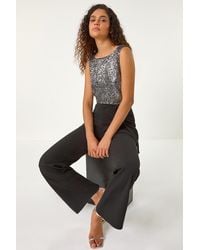Roman - Contrast Sequin Bodice Jumpsuit - Lyst
