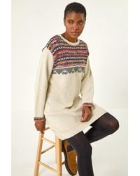 Roman - Nordic Pattern Knitted Shift Dress - Lyst