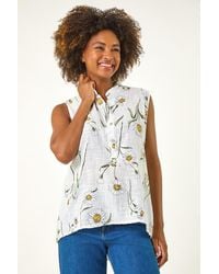 Roman - Daisy Print V-Neck Vest - Lyst