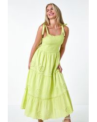 Roman Petite - Cotton Broderie Tiered Maxi Dress - Lyst