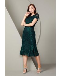 Roman - Metallic Lace Sequin Midi Dress - Lyst